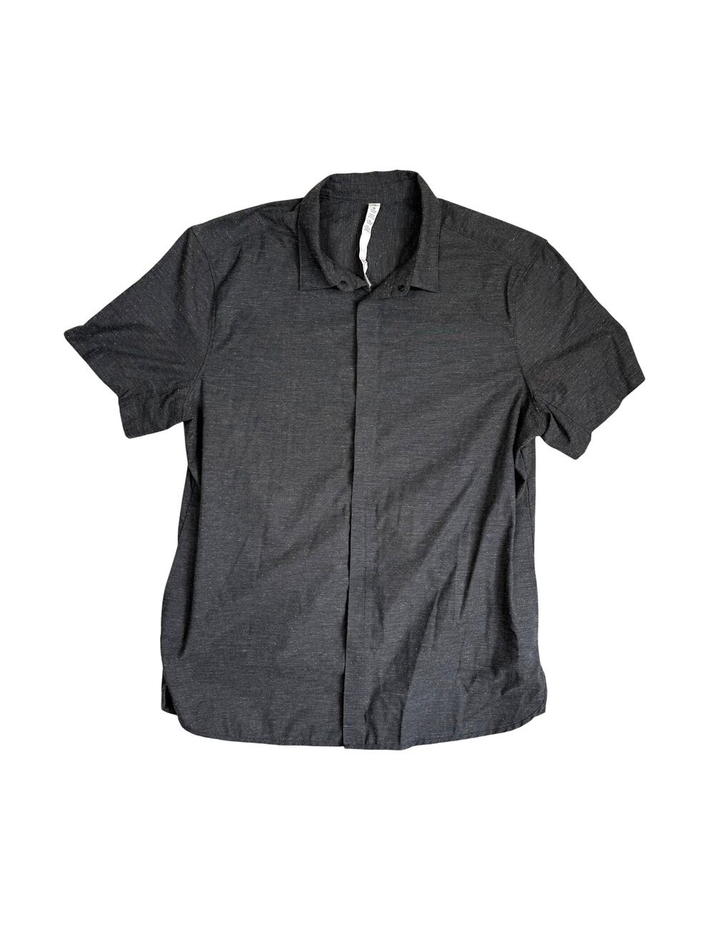 Lululemon City Slate Snap Button Short Sleeve Shirt Gray Men's XL